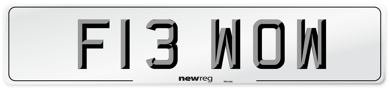 F13 WOW Number Plate from New Reg
